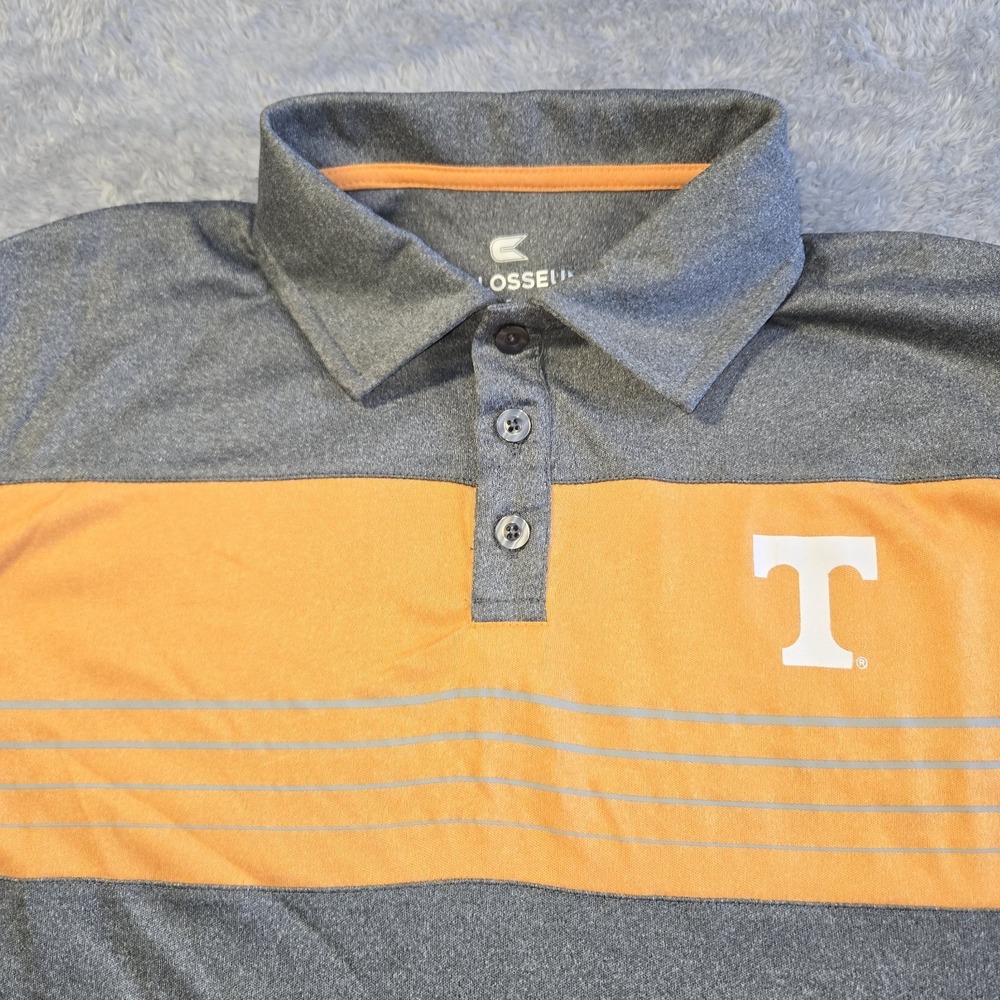 Colosseum Tennessee Volunteers Mens Medium Polo Shirt Grey Orange Vols NCAA